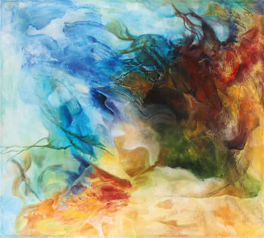 Art abstrait ‘Aux profondeurs’ par l'artiste Chantal De Serres