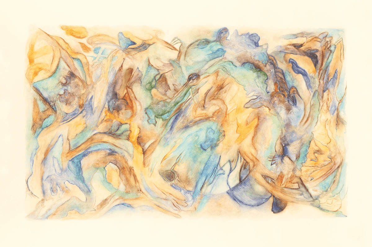 Aquarelle abstraite 'Une lueur d'espoir’ par l'artiste Chantal De Serres